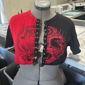 Black and Red Edgy Crop Top by Occasion